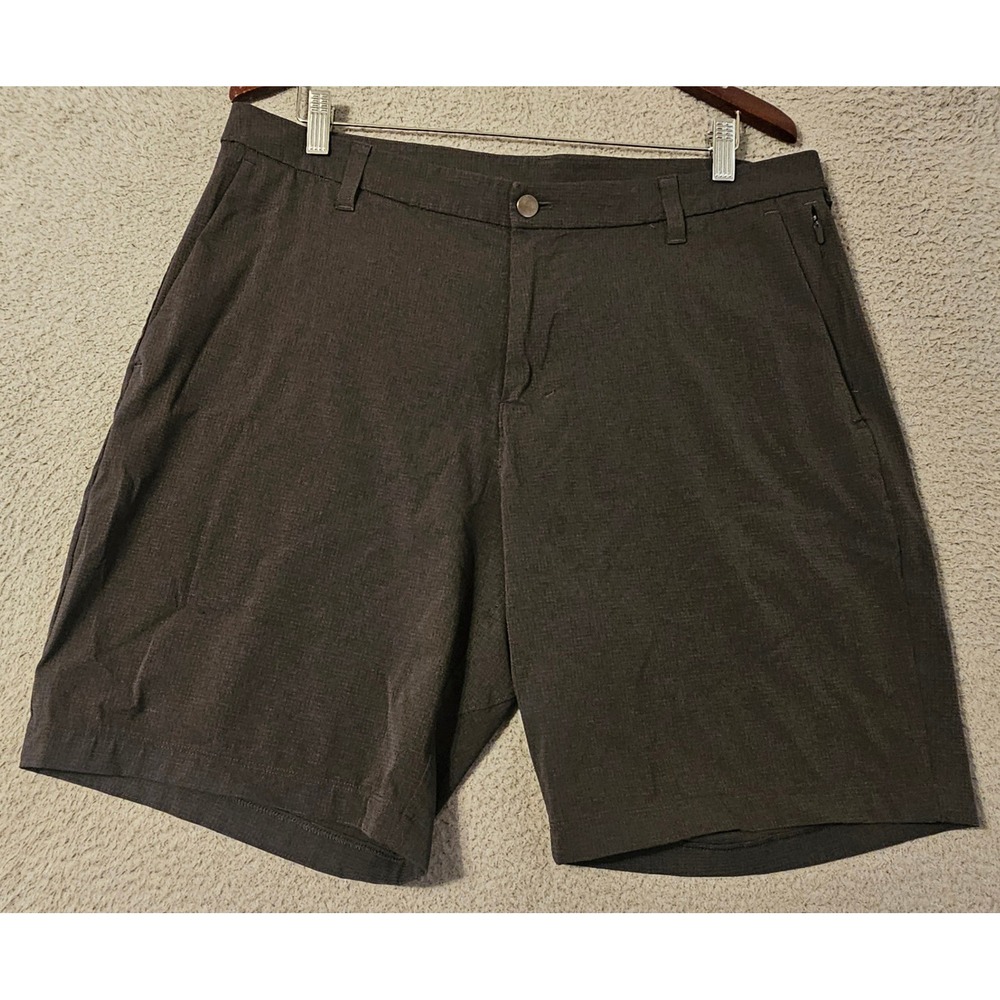 Lululemon Commission Ventlight Shorts Mens 36 x 9 Dark Gray Grid LM7ARXS 9"